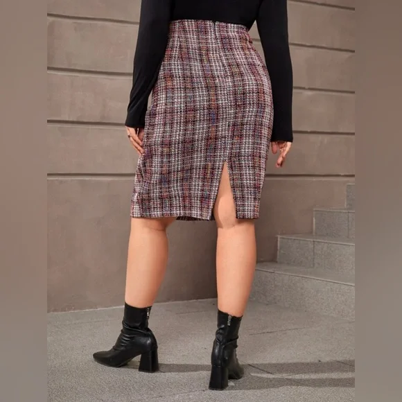 ❤️ FREE with any purchase 🙏🏽 SHEIN 💖⚜️ Tweed High Waist Pencil Skirt - Picture 6 of 17